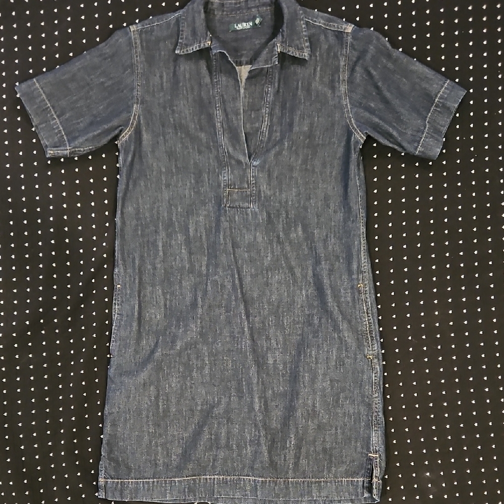 Lauren Ralph Lauren Blue Denim Midi Dress